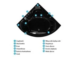 Beliani Wanna Narożna LED Z Hydromasażem Czarna TOCOA Różne Rozmiary -Wanny sklep polish src sa picid 781373 type whitesh image