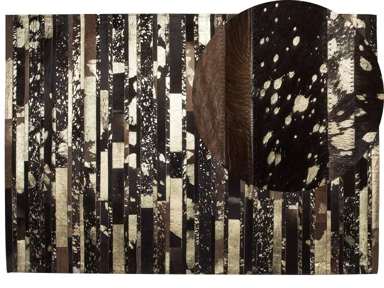 Beliani Dywan Skórzany Brązowo-złoty ARTVIN Różne Rozmiary