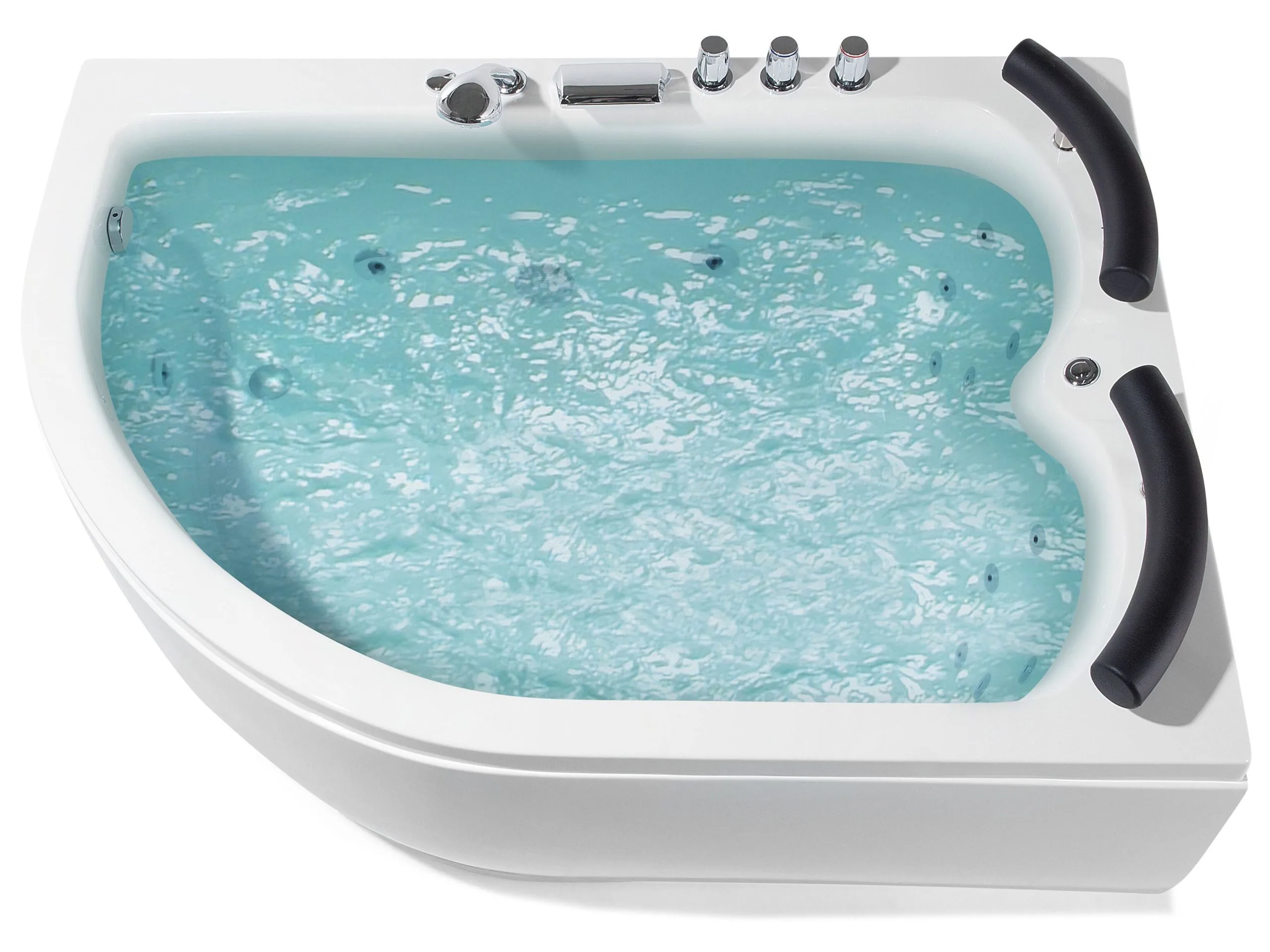 Beliani Wanna Narożna LED Lewa Z Hydromasażem 160 X 113 Cm Biała PARADISO - obrazek 5