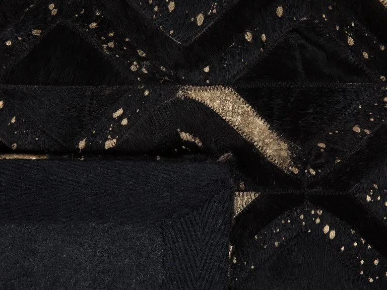 Beliani Dywan Skórzany Czarno-złoty DEVELI Różne Rozmiary - obrazek 6
