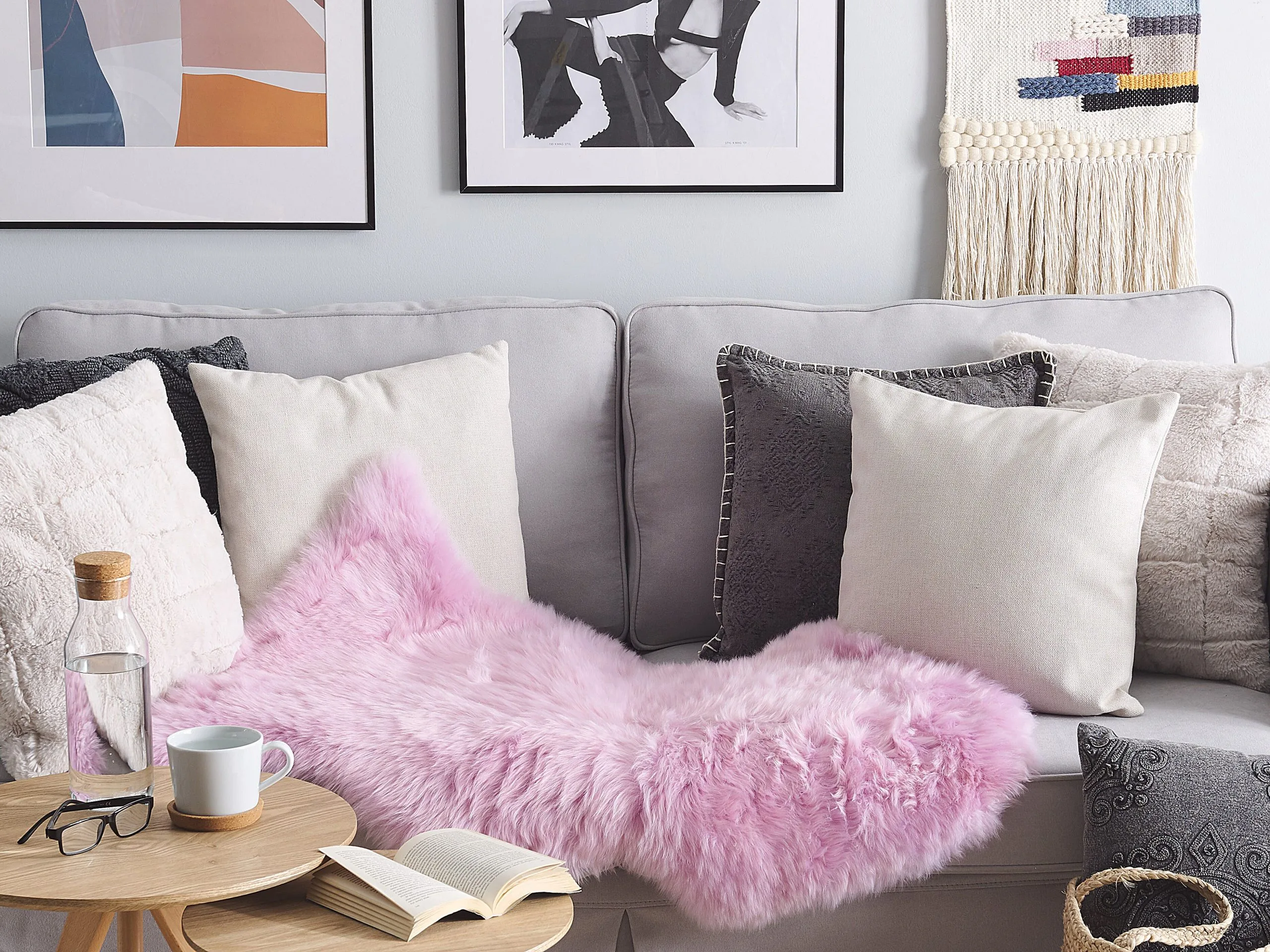 Beliani Skóra Owcza Różowa ULURU 2 Beliani Skóra Owcza Różowa ULURU - obrazek 2