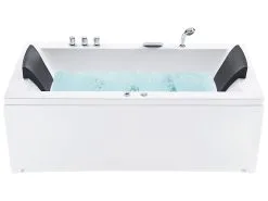 Beliani Wanna Narożna LED Prawa Z Hydromasażem 183 X 90 Cm Biała VARADERO