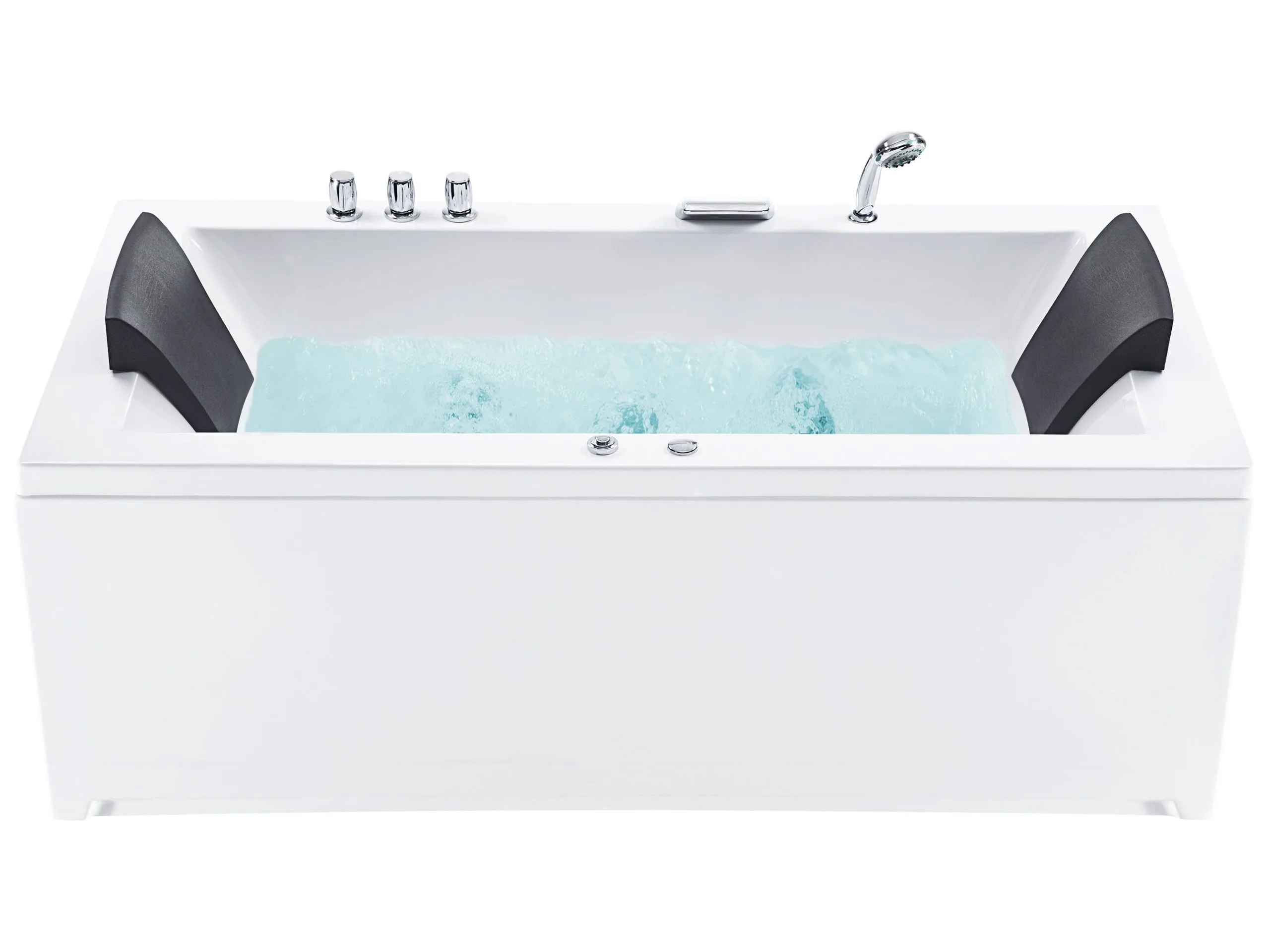 Beliani Wanna Narożna LED Prawa Z Hydromasażem 183 X 90 Cm Biała VARADERO