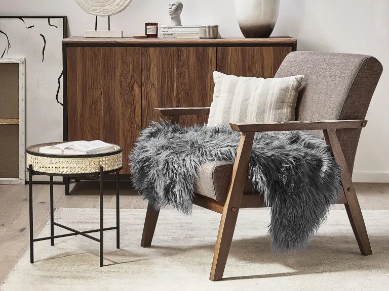 Beliani Sztuczna Skóra Owcza Szara MUNGO 2 Beliani Sztuczna Skóra Owcza Szara MUNGO - obrazek 2