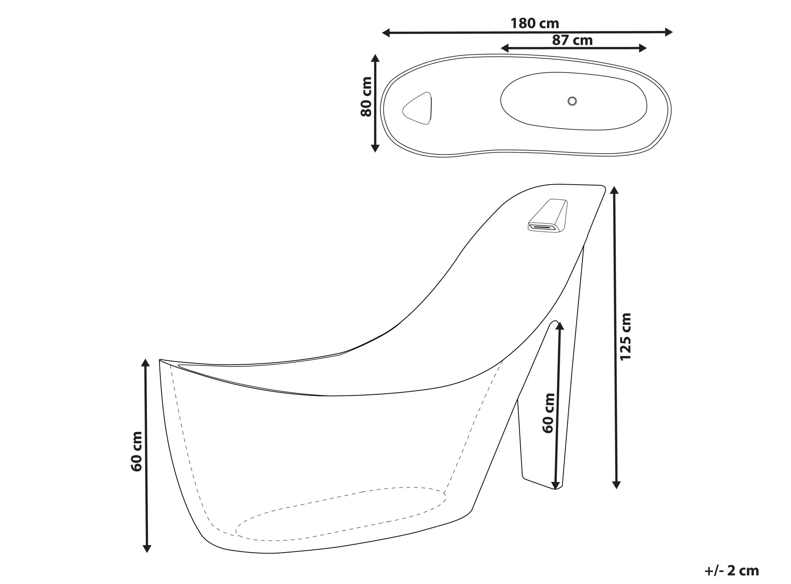 Beliani Wanna Wolnostojąca 180 X 80 Cm Czarna COCO - obrazek 9