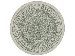 Beliani Dywan Zewnętrzny Dwustronny Okrągły ⌀ 140 Cm Beżowo-zielony YALAK