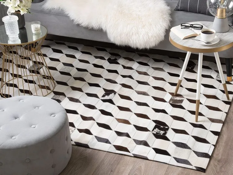 Beliani Dywan Patchwork Skórzany Biały ALPKOY Różne Rozmiary - obrazek 2