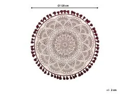 Beliani Dywan Okrągły Bawełniany Orientalny Nadruk ø 120 Cm Kremowo-czerwony AYAKLI -Wanny sklep undef src sa picid 756569 type whitesh image