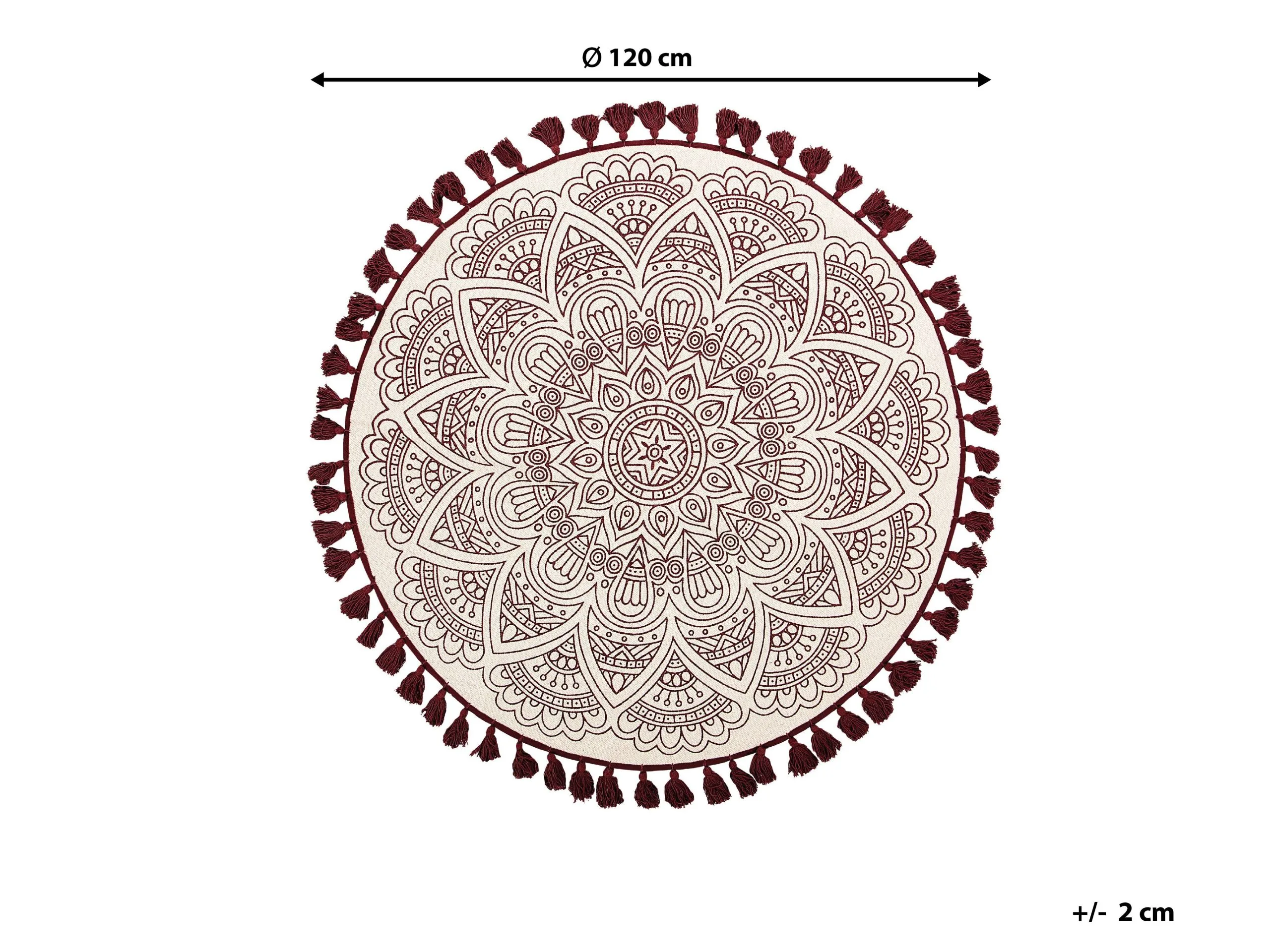 Beliani Dywan Okrągły Bawełniany Orientalny Nadruk ø 120 Cm Kremowo-czerwony AYAKLI - obrazek 5