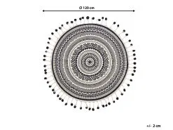 Beliani Dywan Okrągły Bawełniany ø 120 Cm Kremowo-granatowy TATVAN -Wanny sklep undef src sa picid 756578 type whitesh image