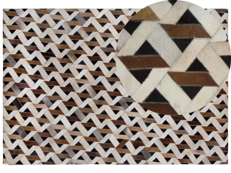 Beliani Dywan Skórzany Brązowo-szary TUGLU Różne Rozmiary