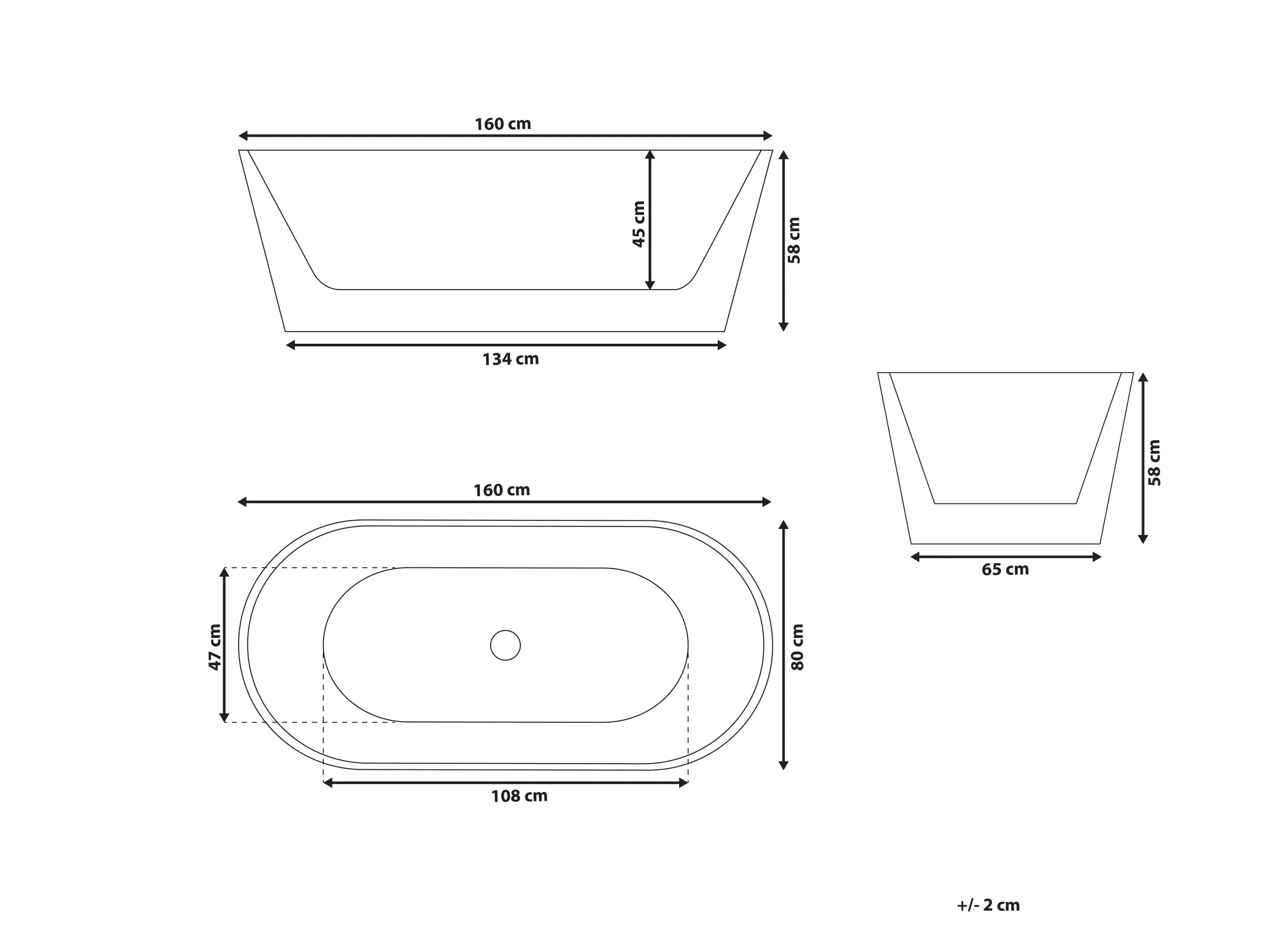 Beliani Wanna Wolnostojąca Biała HAVANA Różne Rozmiary 5 Beliani Wanna Wolnostojąca Biała HAVANA Różne Rozmiary - obrazek 5