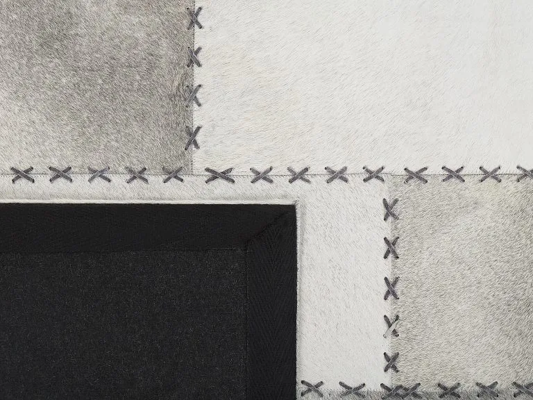 Beliani Dywan Patchwork Skórzany Brązowoszary 140 X 200 Cm PERVARI - obrazek 3