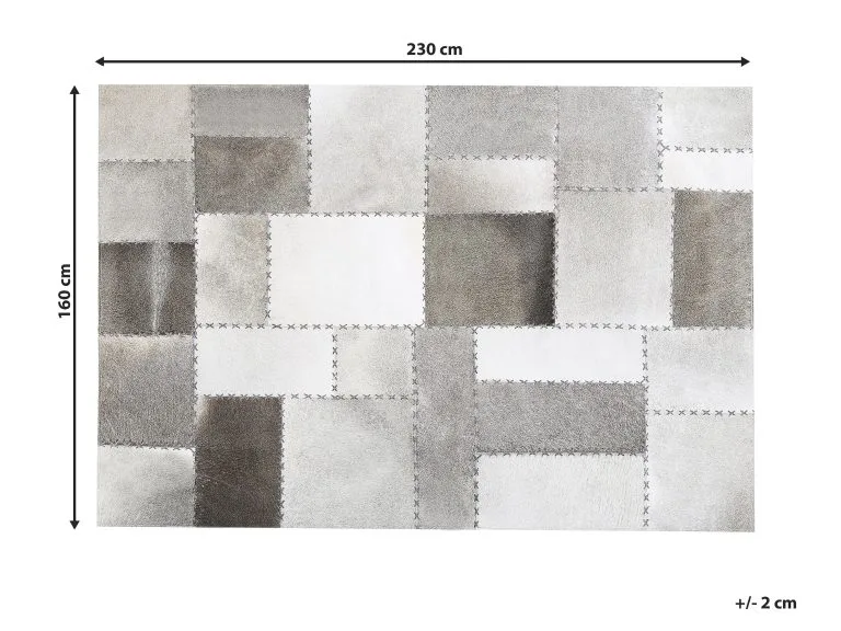 Beliani Dywan Patchwork Skórzany Brązowoszary 140 X 200 Cm PERVARI - obrazek 5