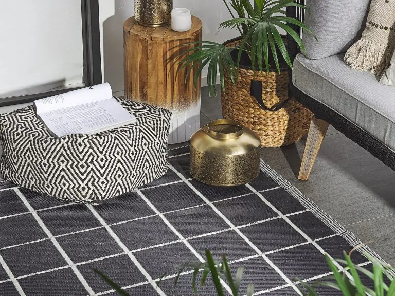 Beliani Dywan Zewnętrzny 120 X 180 Cm Czarno-biały RAMPUR - obrazek 2