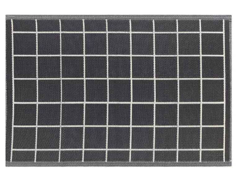 Beliani Dywan Zewnętrzny 120 X 180 Cm Czarno-biały RAMPUR