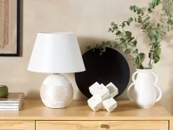 Beliani Lampka Nocna Ceramiczna Kremowa SADO -Wanny sklep undef src sa picid 777559 type whitesh image