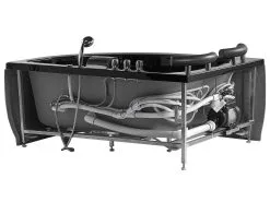 Beliani Wanna Narożna LED Prawa Z Hydromasażem 160 X 113 Cm Czarna PARADISO 15 Beliani Wanna Narożna LED Prawa Z Hydromasażem 160 X 113 Cm Czarna PARADISO -Wanny sklep undef src sa picid 780452 type whitesh image 1