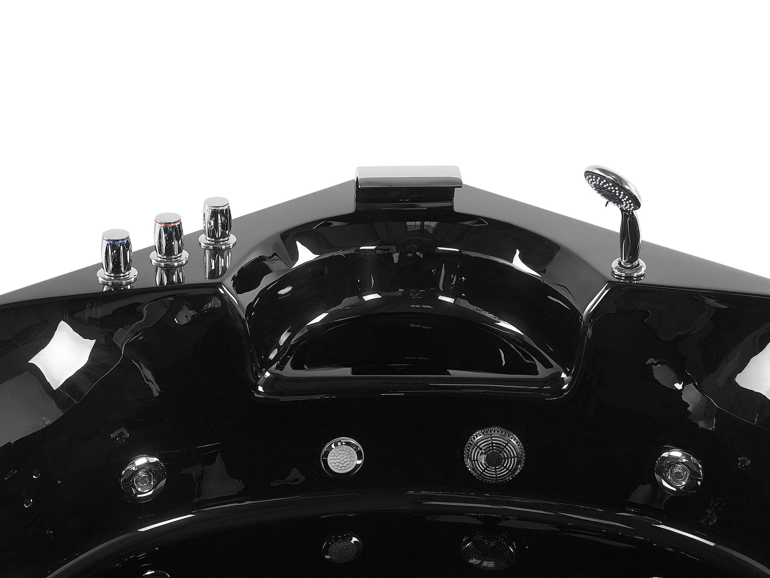 Beliani Wanna Narożna LED Z Hydromasażem 150 X 150 Cm Czarna SENADO 7 Beliani Wanna Narożna LED Z Hydromasażem 150 X 150 Cm Czarna SENADO - obrazek 7