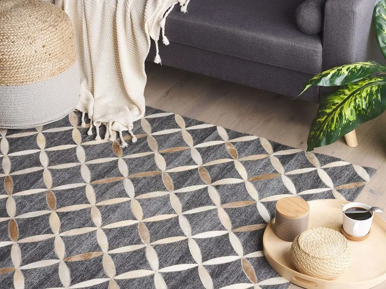 Beliani Dywan Skórzany Szaro-beżowy GENC Różne Rozmiary - obrazek 2