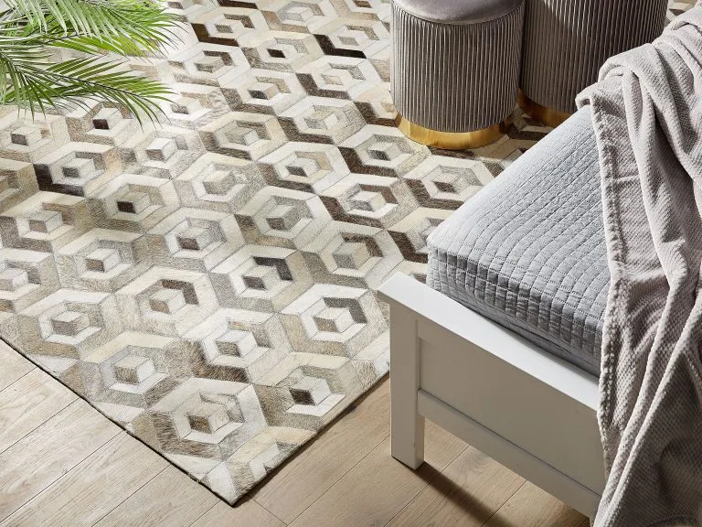 Beliani Dywan Patchworkowy Skórzany Brązowo-beżowy TAVAK Różne Rozmiary - obrazek 2