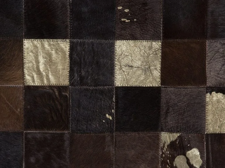 Beliani Dywan Patchwork Skórzany Brązowy BANDIRMA Różne Rozmiary - obrazek 4