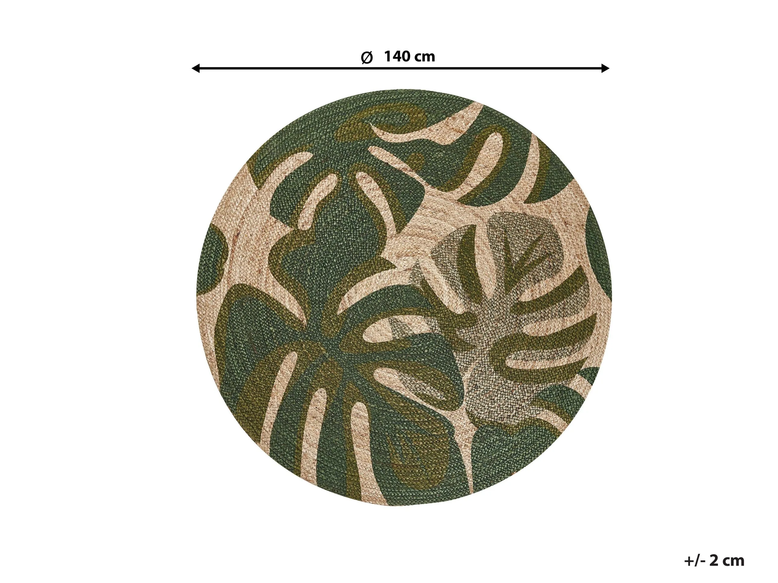 Beliani Dywan Okrągły Z Juty W Liście Monstery ⌀ 140 Cm Beżowo-zielony BAYAT - obrazek 7