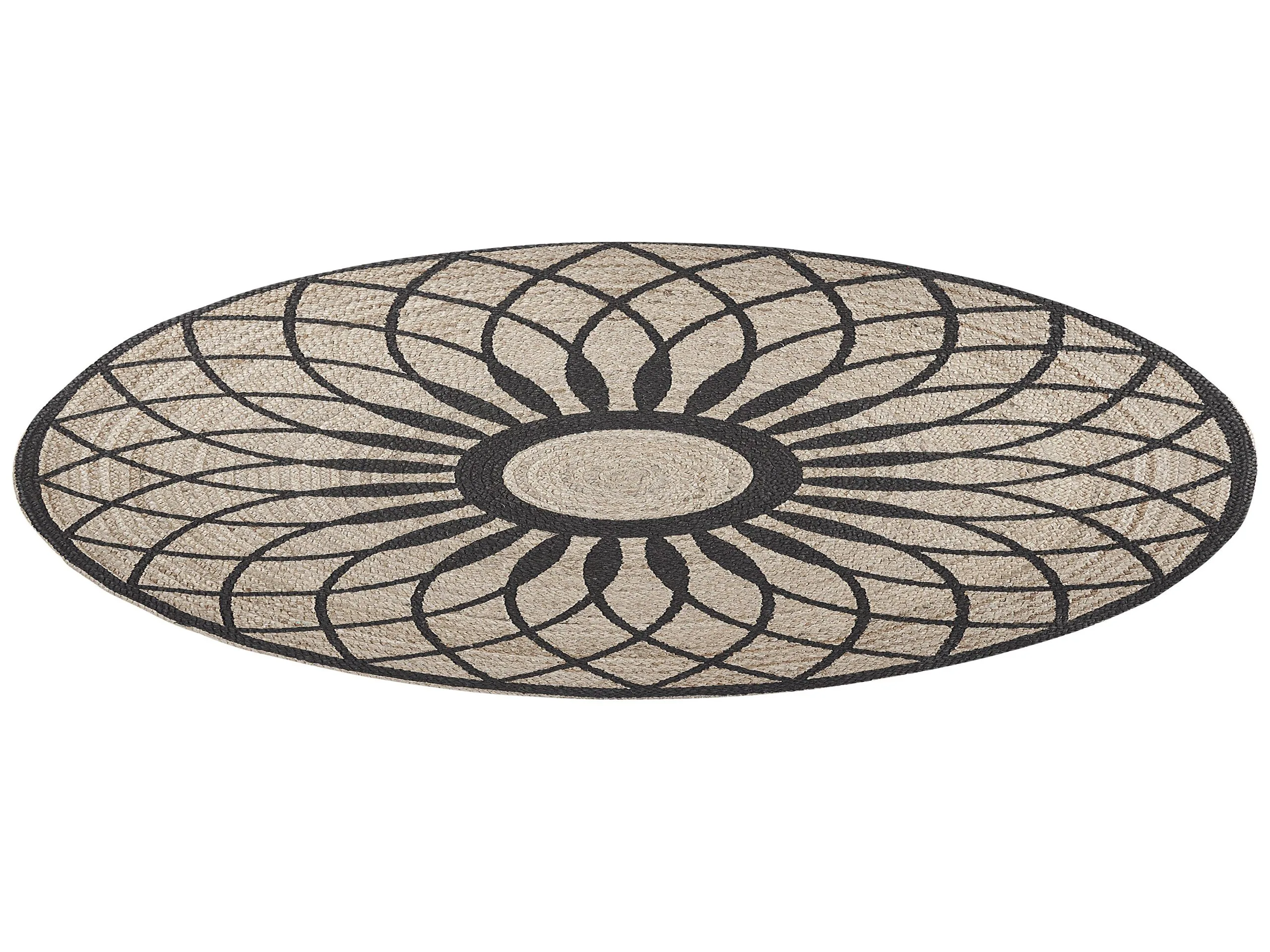 Beliani Dywan Okrągły Z Juty ⌀ 140 Cm Beżowo-czarny KULLAR 3 Beliani Dywan Okrągły Z Juty ⌀ 140 Cm Beżowo-czarny KULLAR - obrazek 3