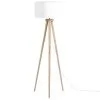 Beliani Lampa Podłogowa Drewniana Biała NITRA