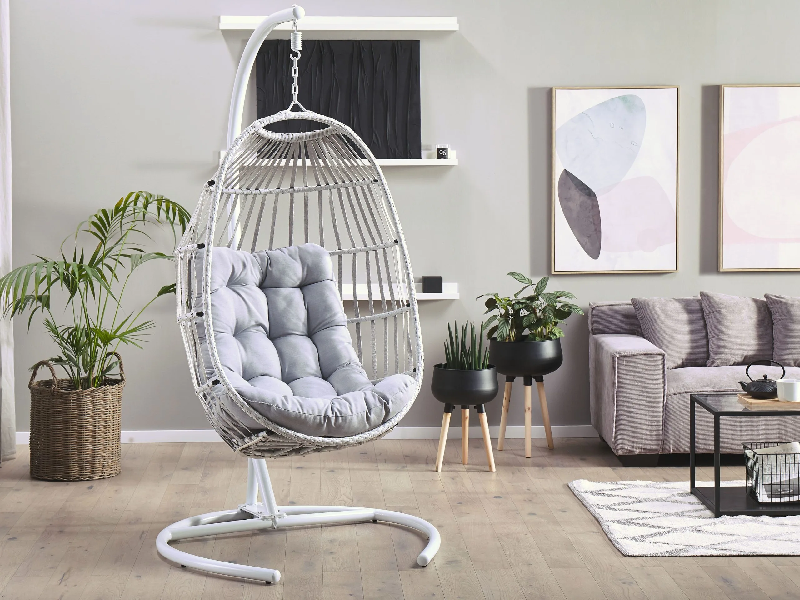 Beliani Dywan Okrągły Z Juty W Liście Monstery ⌀ 140 Cm Beżowo-zielony BAYAT - obrazek 4