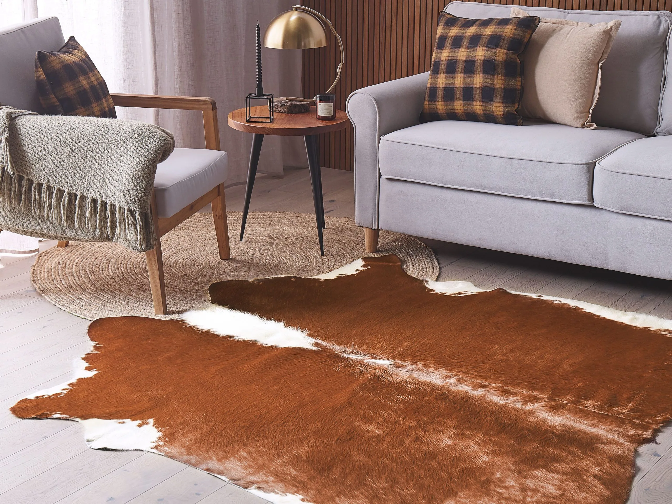 Beliani Skóra Bydlęca Brązowo-biała NASQU Róźne Rozmiary - obrazek 2