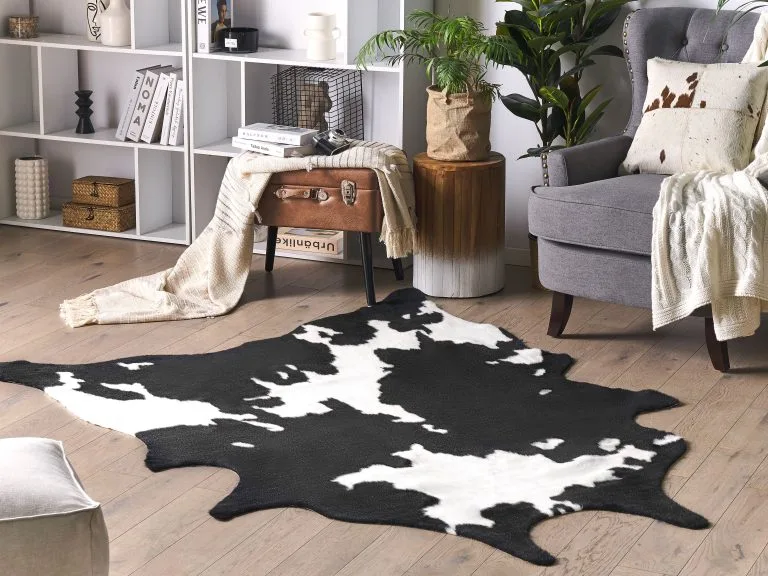Beliani Dywan Ekoskóra Czarno-biały BOGONG Różne Rozmiary - obrazek 2