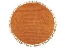 Beliani Dywan Okrągły Bawełniany ø 140 Cm Pomarańczowy HALFETI -Wanny sklep undef src sa picid 837556 type whitesh image