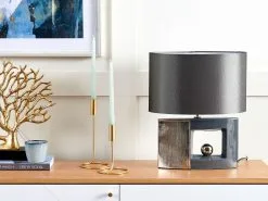 Beliani Lampka Nocna Porcelanowa Szara DUERO -Wanny sklep undef src sa picid 847256 type whitesh image