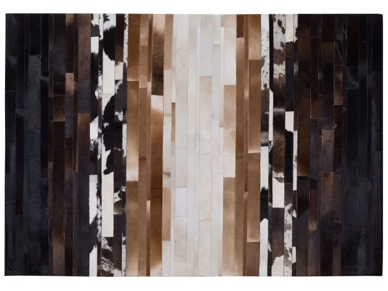 Beliani Dywan Skórzany Czarno-beżowy DALYAN Różne Rozmiary - obrazek 3