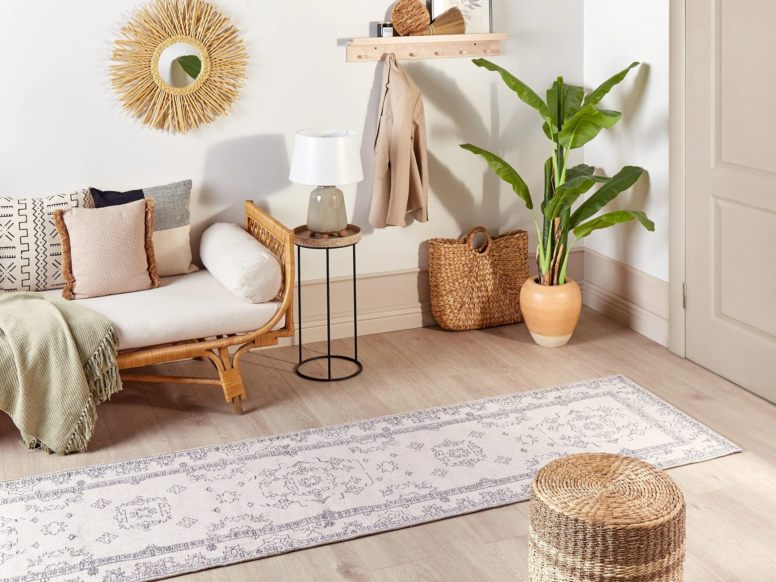 Beliani Dywan Bawełniany 80 X 300 Cm Beżowy GOLLER - obrazek 2