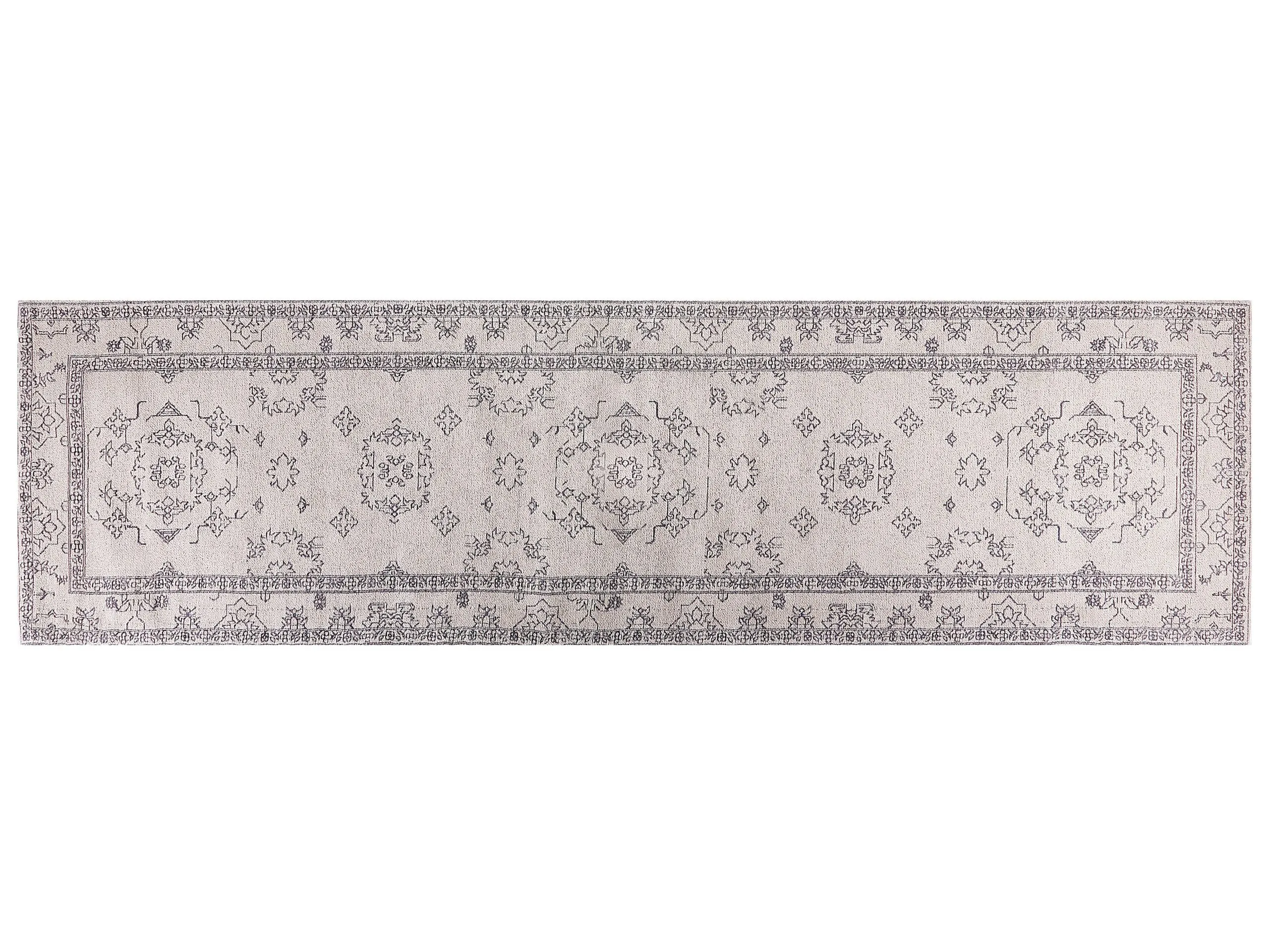 Beliani Dywan Bawełniany 80 X 300 Cm Beżowy GOLLER